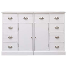 SKM Credenza con 10 Cassetti Bianca 113x30x79 cm in Legno (24.75kg)