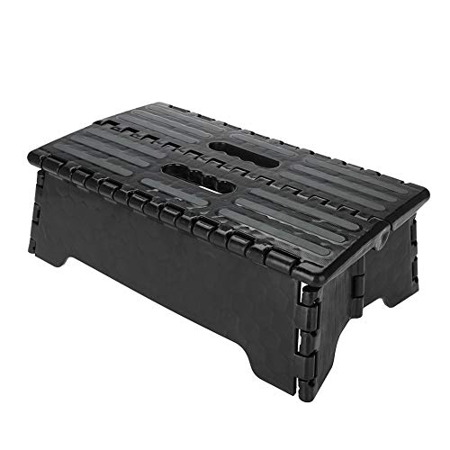 Filfeel Sgabello Pieghevole con Alzata, scaletta Portatile per armadi da Cucina per Bagno in Gravidanza per Anziani (38 x 21,5 x 13/14,9 x 8,5 x 5,1 Pollici) - Nero