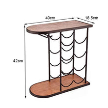 LDM Portabottiglie per Vino, 8 Bottiglie di portabottiglie in Legno + Ferro battuto Stand-Alone espositore da banco, scaffale Creativo per la Decorazione dell'Armadio per la casa