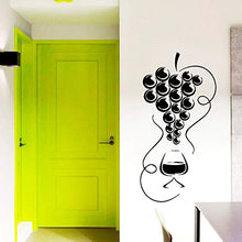 NSRJDSYT Decalcomanie da Muro in Vetro di Vino UVA Bicchiere da Vino Decorazioni per la Cucina Adesivi in Vinile Rimovibili per Bar Decorazione Interna per Interni Desig 57x29cm