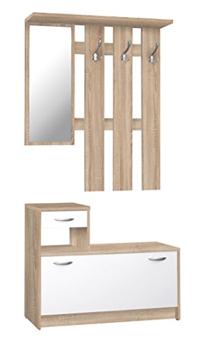 13Casa - Hola A3 - Mobile ingresso. Dim: 100x25x180 h cm. Col: Bianco, Rovere. Mat: Nobilitato.