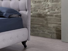 Abella - Letto imbottito in tessuto beige chiaro, 180 x 200 cm, con testiera imbottita e supporto per materasso in legno, facile da montare