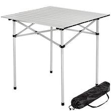 BAKAJI Tavolo Tavolino Camper Campeggio Picnic in Alluminio Pieghevole Top Arrotolabile Salvaspazio e Leggero, Ideale per Sagre Fiere Giardino Casa (70 x 70 cm)
