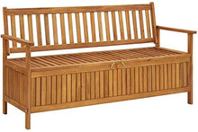 ZRB Baule da Giardino, Bench da Giardino Panche in Legno Solido Patio in Legno di Acacia con braccioli Panchina del Parco per all'aperto,Multibox