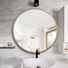 JXING Specchio da Bagno Specchio per Trucco Rotondo, Telaio in Lega di Alluminio, Specchio da Appendere Specchio per Trucco HD Semplice da Parete (Oro Spazzolato 50, 60, 70 Cm)