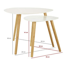 LOMOS set di tavolini da salotto Finja, colore bianco, costituito da due tavolini in legno