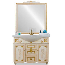 SHOP CHIC Mobile Bagno Barocco in Legno Avorio con FREGI Oro Foglia