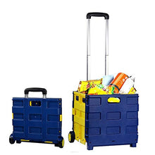 LIUJIE Carrello Utility con Carrello Pieghevole a Due Ruote con Scatola di immagazzinaggio del Tronco del Carrello Auto Leggero e Portatile, con Sedile, Peso Leggero, Nero,Blu