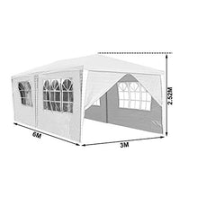 Hengda 3x6m Gazebo da Giardino Bianco, Impermeabile Tenda con 6 Parti Laterali per terrazza, Festa, Mercato