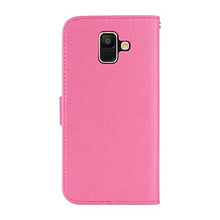 Robinsoni Custodia Compatibile con Samsung Galaxy A6 2018 Cover Folio a Fogli Mobili Cover Libro Pelle PU Case Taccuino Cover Portafoglio Custodia Libretto Retro Flip Caso Gufo in Rilievo Cover,Rosa