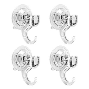 Quntis 4 Pezzi Ventose con Gancio per Casa Bagno Doccia Cucina Casa Vetro Ganci per Tende per Piastrelle Porta bagnoschiuma per Doccia da Appendere 5 kg Trasparente