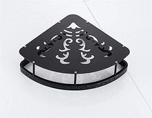 GJJSZ Mensole triangolari a Due Piani con cestello Nero,Design Intagliato,Materiale in Acciaio Inossidabile,mensole per Bagno,mensola per Bagno da 22,5 * 40,5 cm a Parete