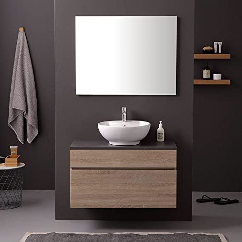Kiamami Valentina MOBILE BAGNO 90CM CON TOP ARDESIA PER LAVABO DA APPOGGIO IN CERAMICA | SOLE