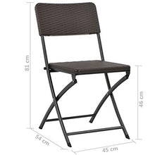vidaXL 2X Sedie da Giardino Pieghevoli HDPE e Rattan Marrone Seduta Seggiole