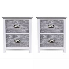 lyrlody, comodino con 2 cassetti, 2 pezzi, comodino, comodino, comodino, tavolino da caffè, grigio e bianco, 38 x 28 x 45 cm