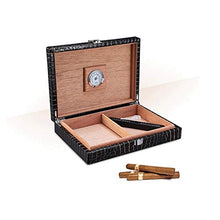 Z-Color Regalo degli Uomini di 20 Portatili Cigar umidificatore Modello del Coccodrillo della Pelle Cigar Box Legno di Cedro Fodera umidificatore igrometro + umidità di Fascia Alta (Nero)