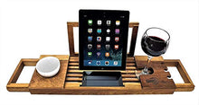 Vasca da Bagno in Legno, Vassoio da Bagno Porta Libri Porta iPad, Porta Bicchiere Vino Supporto Candela Bracci Estensibili Scomparto Accessori, Misura Maggior Parte Dimensioni Bagno