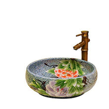 Jgophu - Lavabo rotondo in ceramica da appoggio, sopra il lavabo da appoggio