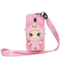 Artfeel Portafoglio Cover per Samsung Galaxy J3 2017/J330,Carino 3D Cartoni Animati Morbido Silicone TPU Custodia con Cerniera Tasca e Cinturino Cordino al Collo Caso,Maiale Rosa