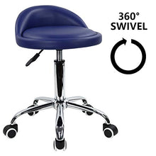 KKTONER Sgabello girevole con schienale in ecopelle Sgabello regolabile in altezza con ruote per la pittura Massaggio per tatuaggi SPA Sgabello da lavoro per negozio (Blu)