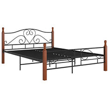 200 x 160 cm Struttura Letto Matrimoniale in Metallo,Piattaforma Letto Matrimoniale,Supporto Resistente per Letto,Giroletto per Adulto, Montaggio Facile,Nero e Legno Scuro