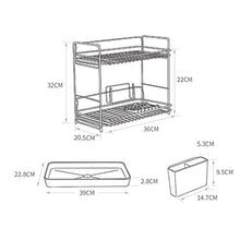 LYM &ripiano di stoccaggio Scaffale for Piatti, scaffale da Cucina Scaffale di stoccaggio a Doppio Strato in Acciaio Inossidabile Scaffale di Finitura