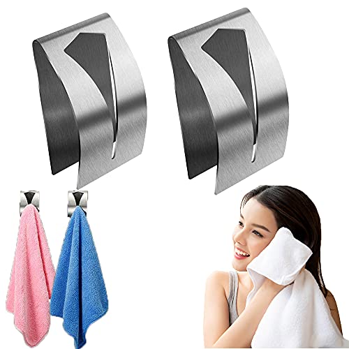 Dream HorseX Ganci Porta Asciugamani, Porta Asciugamani Autoadesivo, Ganci Appendiabiti Senza Foratura Autoadesivi Appendiabiti Acciaio Inossidabile, Carico massimo 5 kg, 2 pezzi