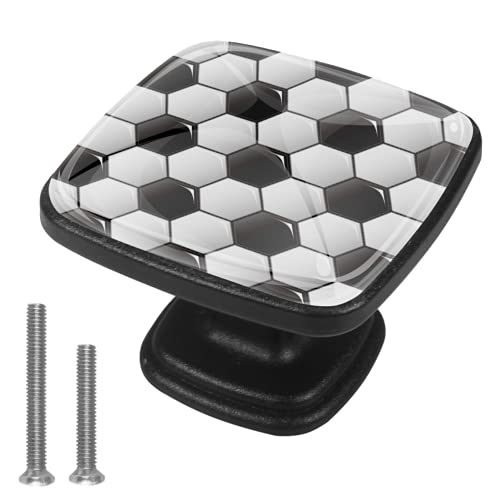 Set di 4 pezzi con maniglia quadrata per armadio da cucina, credenza, cassettiera, cassettiera, con viti, per cucina, comò, armadietto, bagno, armadio, calcio di calcio, colore: nero e bianco