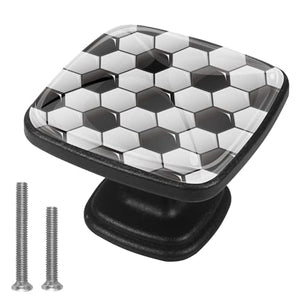 Set di 4 pezzi con maniglia quadrata per armadio da cucina, credenza, cassettiera, cassettiera, con viti, per cucina, comò, armadietto, bagno, armadio, calcio di calcio, colore: nero e bianco