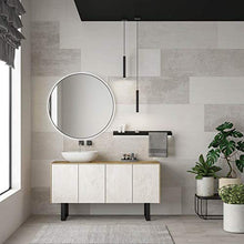 Dafne Italian Design Mobile Bagno Moderno con lavabo a Terra – Castagno Naturale Levigato e Gres porcellanato Ardesia Bianca