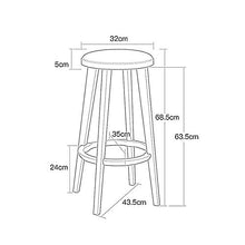 HLL Sgabelli, Nordic Fashion High Kitchen Colazione Sgabello per la Colazione in Legno Massello Pu Cuscino Staccabile Pedalo in Plastica 10 Colori,B.