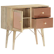 Tidyard Credenza Rustica in Legno Massello di Mango con Cassetti e Anta Credenz con Cassetti Mobiletto Soggiorno TV Consolle 80x35x75 cm