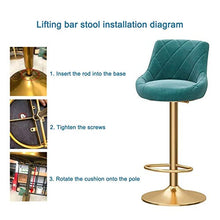 FPigSHS Set di 2 sgabelli da Bar in Metallo - Sgabelli da Bar girevoli a 360°, Altezza 65-80cm, Sedia con Schienale in Velluto, sgabelli da Pranzo per Bar/caffè/Cucina Sgabelli da Bar (Color : Green)