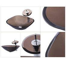 VBARV Bagno Domestico sopra Il lavabo - Bagno in Vetro temperato sopra Il lavabo Lavabo Hotel con lavabo Arte Creativa con Rubinetto a Cascata e Accessori