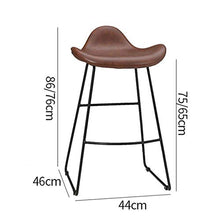 LLT Pratico sgabello (Set di 3) Alta Sgabelli metallo Sgabello Brown Cuscini seduta in pelle | Pub Pianale da cucina pranzo Sgabelli Sedie | Home Cafe colazione Sgabello con schienale e poggiapiedi,6