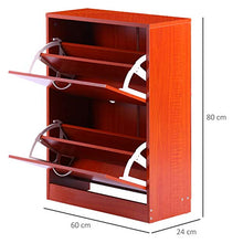 homcom Scarpiera Salvaspazio 2 Cassetti 2 Ripiani Regolabili 60x24x80cm marrone rosso