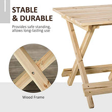 Outsunny Tavolo da Picnic in Legno, Tavolino da Giardino o da Esterno Pieghevole e Portatile, 50x50x51cm