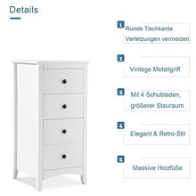 ASSR - Cassettiera con 3 cassetti, colore: bianco, con 3 cassetti, comodino con gambe in legno massello, 45 x 45 x 94 cm