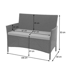 Mendler Serie Halden per l'esterno Divano Sofa 60x106x83cm polyrattan Grigio con Cuscino Antracite