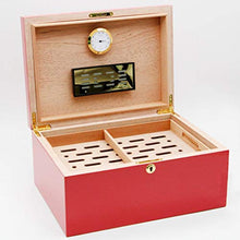 FHUILI Portasigari di Grande capienza - Portable Cigar Humidor con l'igrometro per Viaggi e Lavoro,Rosso