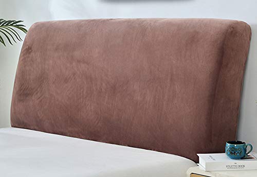 Copritestata Letto Matrimoniale Elastica, Copri Testata Letto Velluto Cotone Copertura Testata Letto Fodera Testata Letto All-Inclusive Fodera Decorazioni Camera Da Letto,Brown-180~190cm