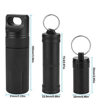KLYNGTSK 3 PCS Portapillole in Alluminio Impermeabile Mini Contenitore per Pillole Portabile Portapillole Portachiavi in Alluminio per Emergenza e Viaggio (Nero)