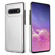 Suhctup Compatibile con Custodia Samsung Galaxy S10 pelle,Cover Samsung Galaxy S10 con Interno Morbida TPU,Porta Carte Slot e Antiurto Flip Wallet [Chiusura Magnetica] Protettiva Case (Argento)