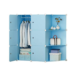 Locker 3-Gitter Armadio Armadio D'attaccatura Dell'organizzatore di Plastica 6-Porta Angolo Scaffali Abbigliamento Home Camera Blu 111X47X111CM MUMUJIN
