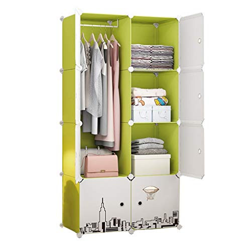 Locker 8-Porte Armadio Armadio Hanging Rimovibili di Plastica 5-Gitter Scaffali Abbigliamento Home Camera Verde 75X47X147CM MUMUJIN