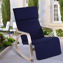 Poltrona Dondolo Sedia a Dondolo,Sedia Sdraio Imbottita Poltrona a Dondolo Poltroncina Relax con Poggia Gambe di Angolo Regolabile(blu scuro)