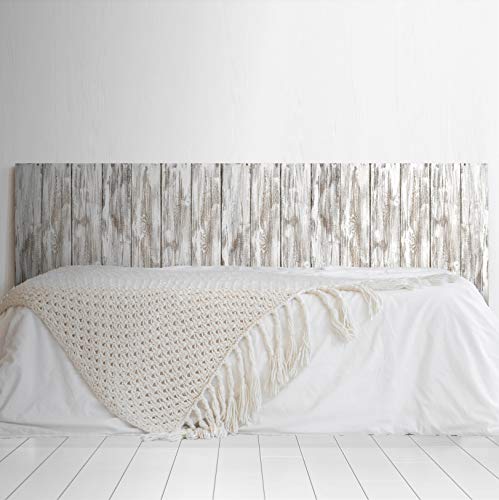 MEGADECOR - Testiera per letto in PVC, decorativa, economica, stampata, in legno, assi verticali, dipinte bianco, effetto gesso, diverse misure