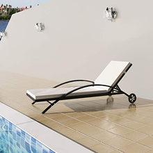 vidaXL Lettino Prendisole in Polyrattan Nero Spiaggia Patio Sdraio Giardino