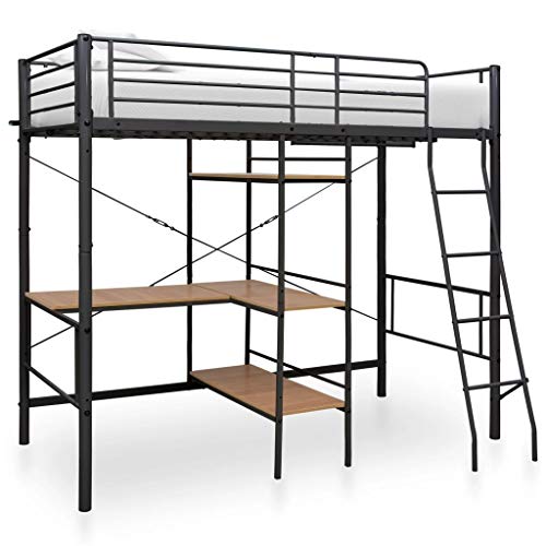 BIGTO - Struttura per letto a castello con struttura in metallo, per camera da letto, colore: grigio, 90 x 200 cm