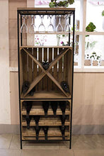 giordano shop Cantinetta Portabottiglie 60x30x160 cm con Portabicchieri in Ferro e Legno Rex Nera